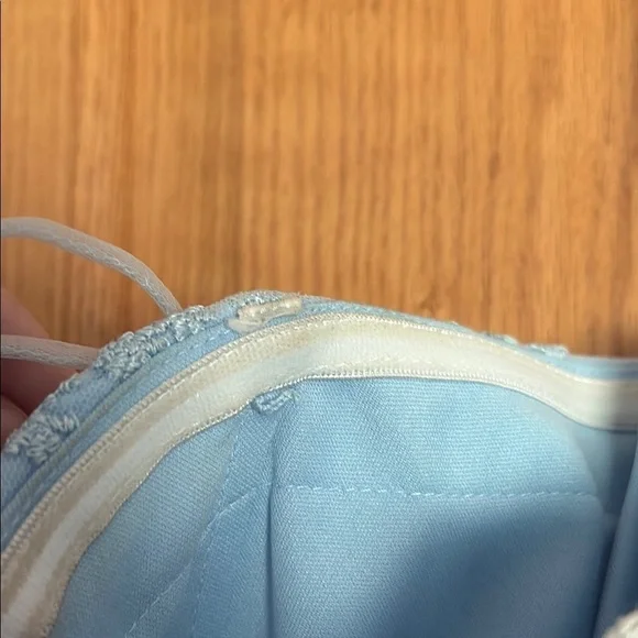 Jovani Light Blue Embroidered Strapless Lace Up Homecoming Dress Size 2 - Picture 8 of 9